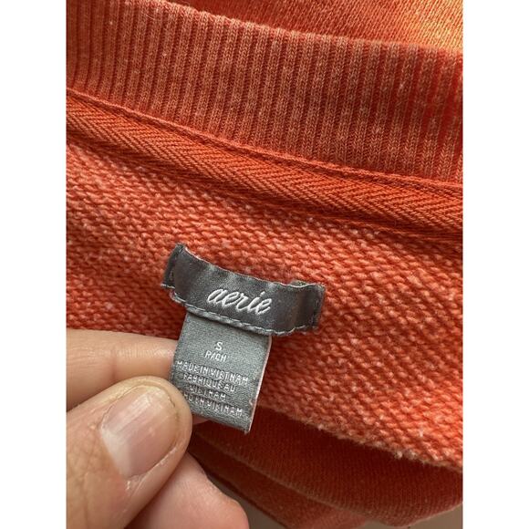 Aerie Slouchy Off Shoulder Oversized Sweatshirt S Coral Cozy Orange Crew - Picture 5 of 5